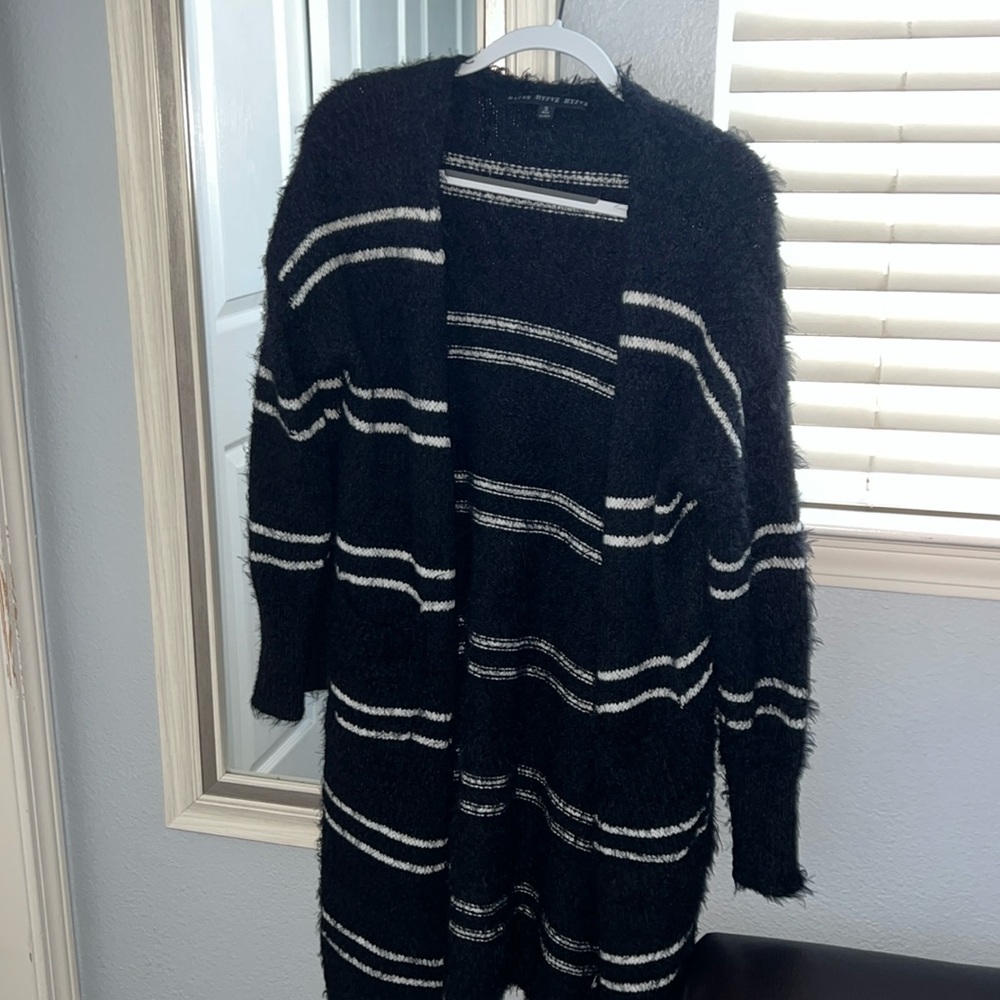 Black open cardigan